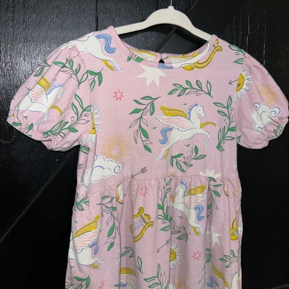 Mini Boden Girls Adorable Puff Sleeve Dress Winsome Pink Greek Toile Sz 5-6Y - Picture 5 of 12